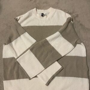 H&M Men's Crewneck Sweater - Cream and Tan
